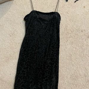 Black leopard print velour dress